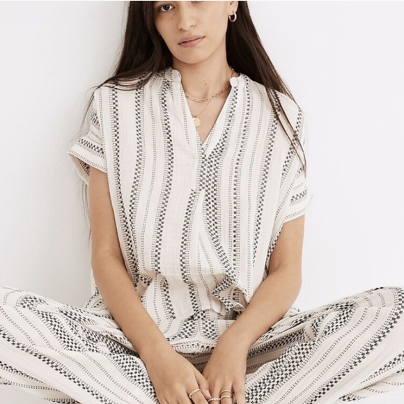 Madewell Tops - Madewell Lightspun Lakeline Popover Shirt in Jacquard Stripe - Size Medium